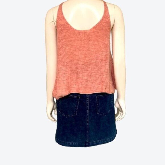 American Eagle Outfitters Knitted Crop Top Tank Peach Loose Fit Hi Lo Sides Sz M - Picture 2 of 9